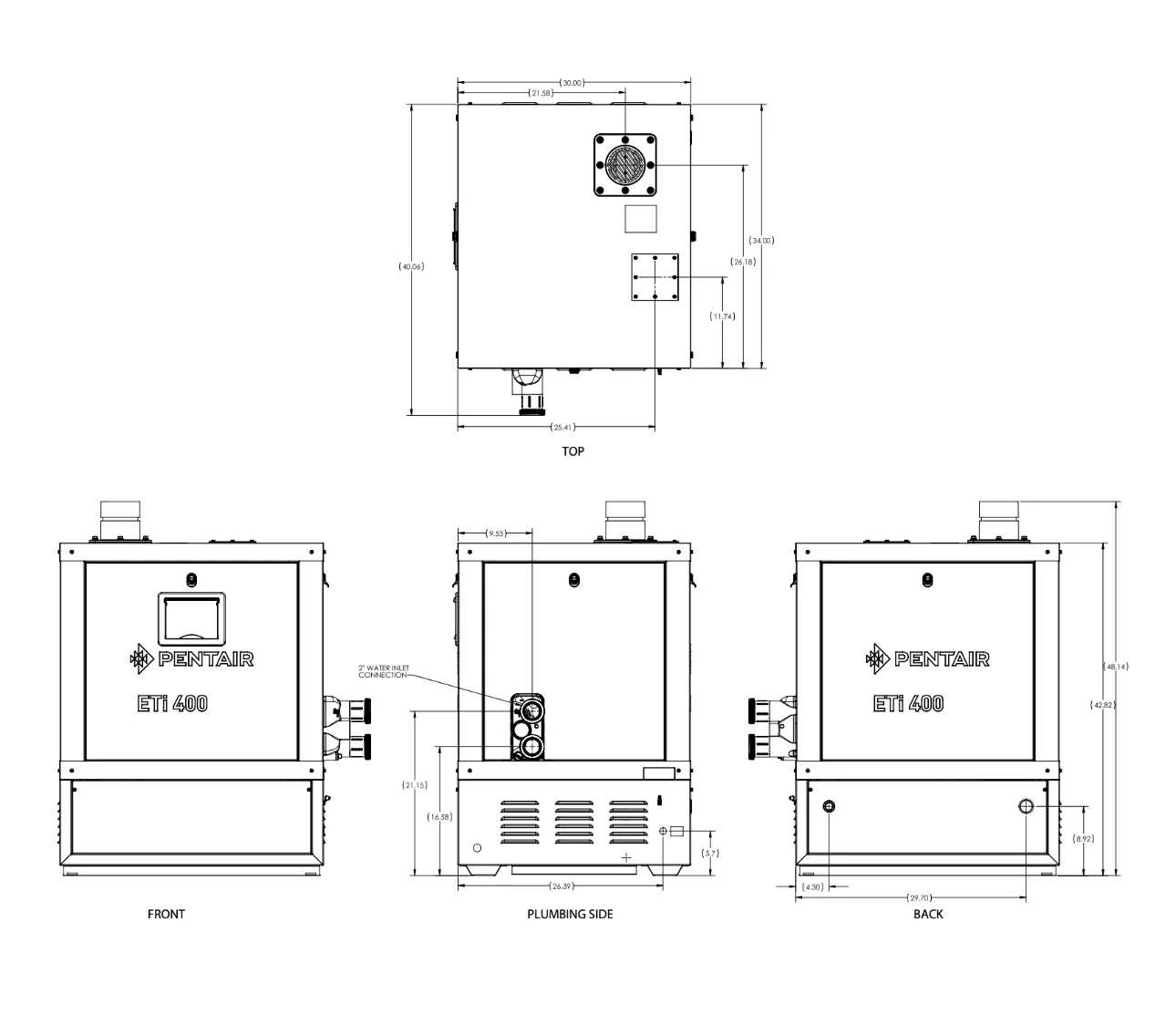 Pentair | 461113 | ETi 400 High-Efficiency Pool Heater – 400,000 BTU, Natural Gas, Titanium Heat Exchanger - Image 3